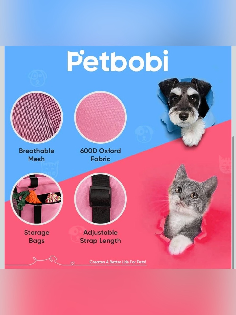 Pink Petbobi Pet Booster Car Seat for Pets Up To 15lbs - Picture 7 of 16